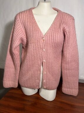 LL BEAN, med, vintage, button-down, pink cardigan